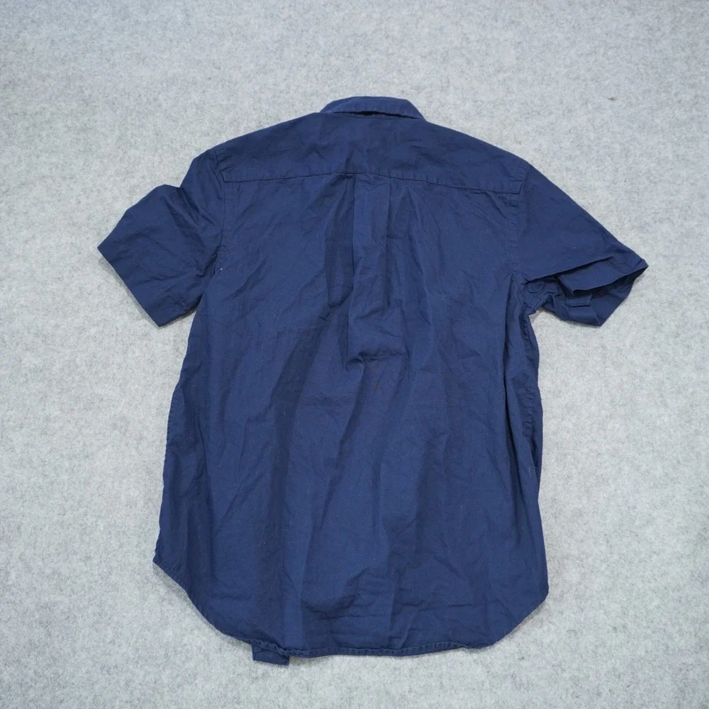 Ralph Lauren Boys Size 8 Navy Blue Short Sleeve Button Down Shirt Pony Logo